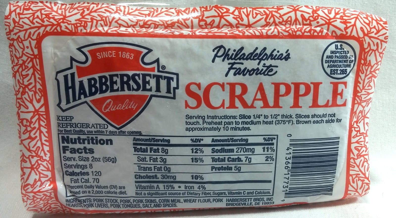 Habbersett Scrapple 16 Ounces (8 packages)