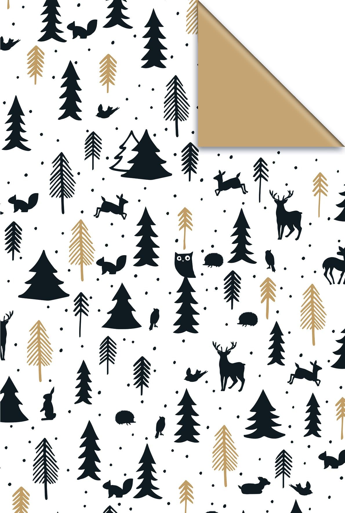 Black and Gold Trees Albin Christmas Wrapping Paper