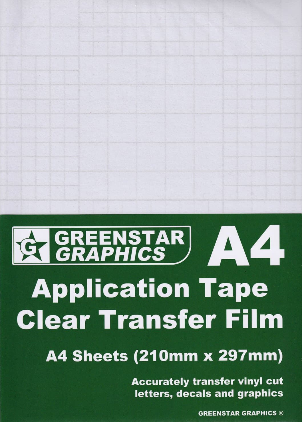 A4 Sheets Clear Transfer Film (Application Tape) 210mm x 297mm - Easily Transfer Decals/Stickers/Graphics/Lettering - Suitable for Silhouette Craft Cutters. GREENSTAR GRAPHICS ® (A4 Transfer 10)