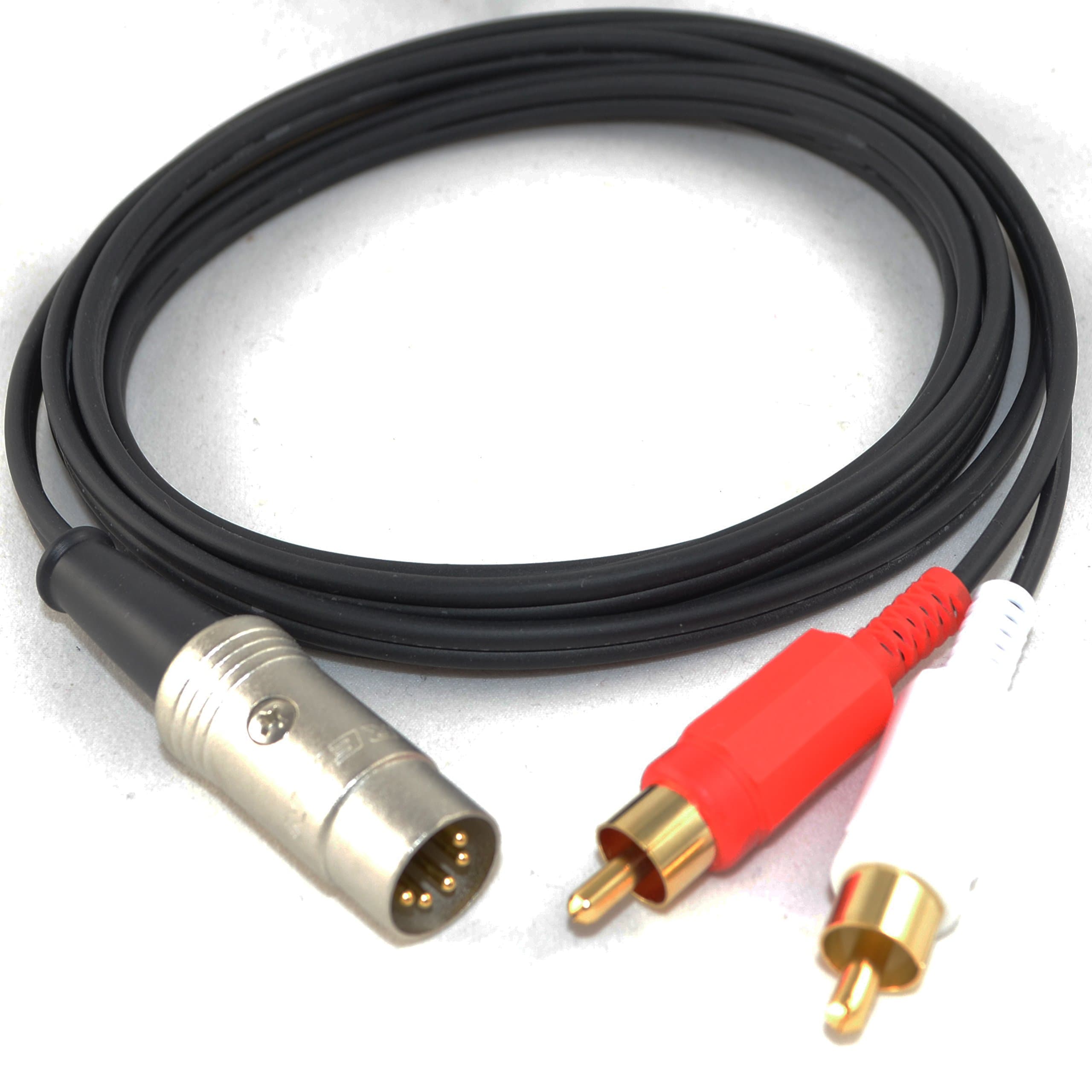 5 Pin DIN to 2 x RCA Phono Plugs Gold 5 Metre Interconnect Cable for Naim/B&O by CoolNovelties