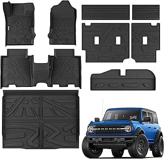 KARPAL Floor Mats for 2021-2026 Ford Bronco 4 Door (Not for Sport), Custom Fit TPE All Weather Ford Bronco Accessories 1st&2nd Row Floor Liner & Cargo Liner & Backrest Mat