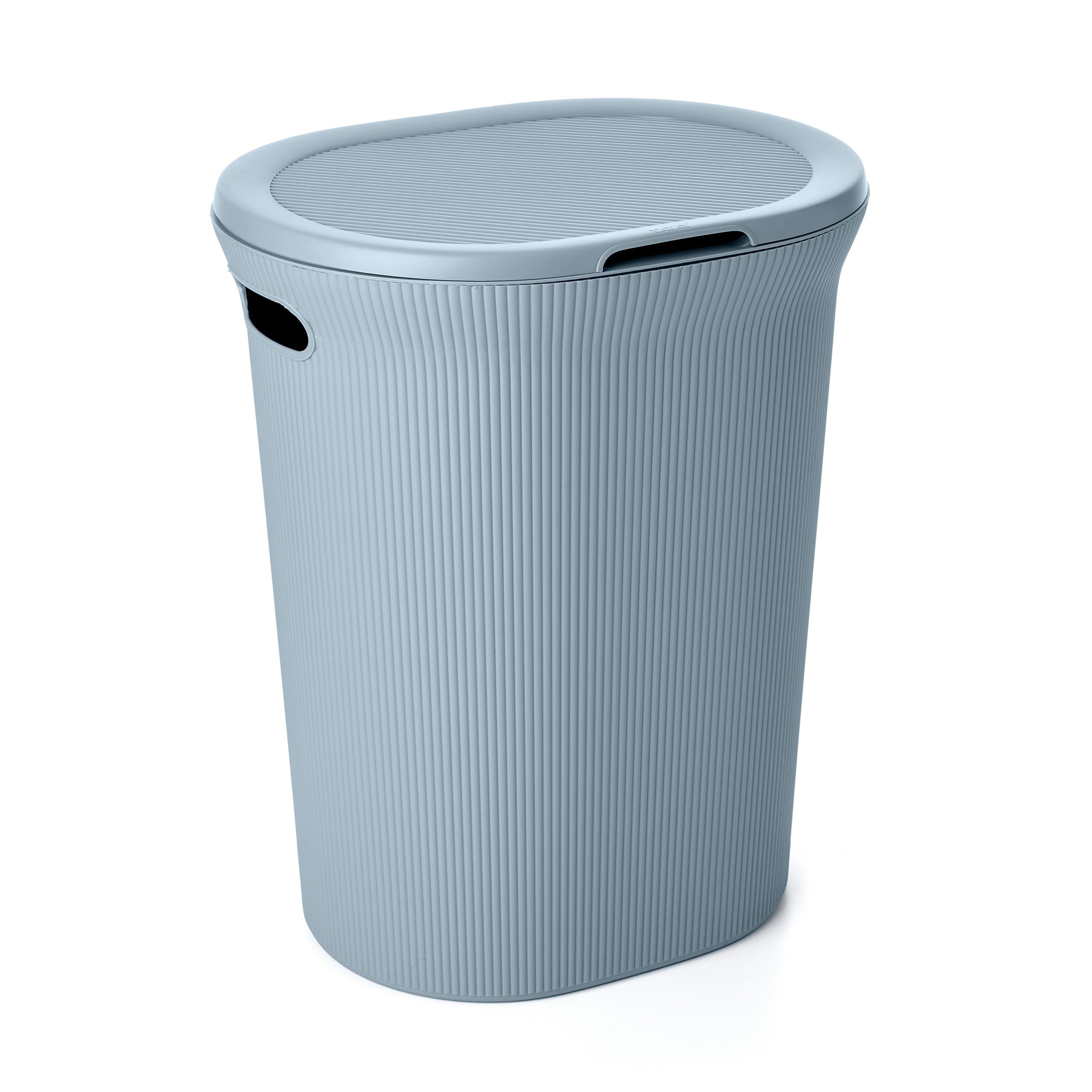 Baobab Laundry Basket, 40L Capacity, Polypropylene, BPA Free, with Lid. Mist Blue. Measures 41 x 33 x 50 cm