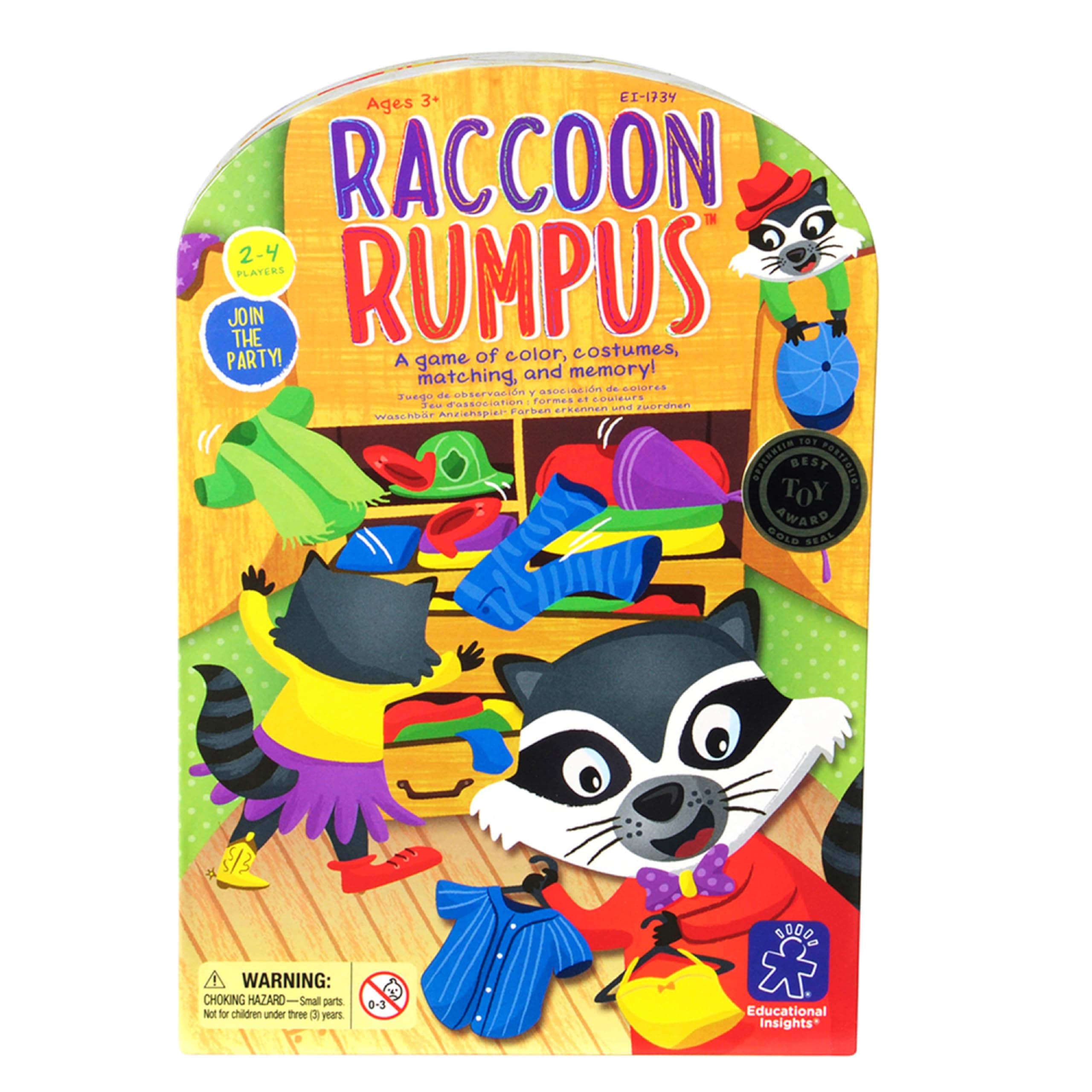 Educational Insights Raccoon Rumpus - Color Matching Game for Kids, 2-in-1 Memory Matching Games for Toddlers 3-5, Skill-Building Preschool Games, Early Learning Color Board Game, Boys & Girls Ages 3+
