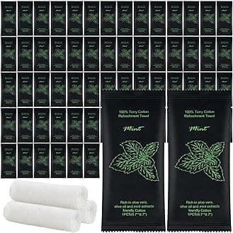 Moist Cotton Towel Bulk Moist Towelettes Individually Wrapped 8.7" x 8.7",White Towel Services,Refreshment Pre Moistened Towels for Travel Sport Party Spa Dentist (1 Count (Pack of 100), Mint)