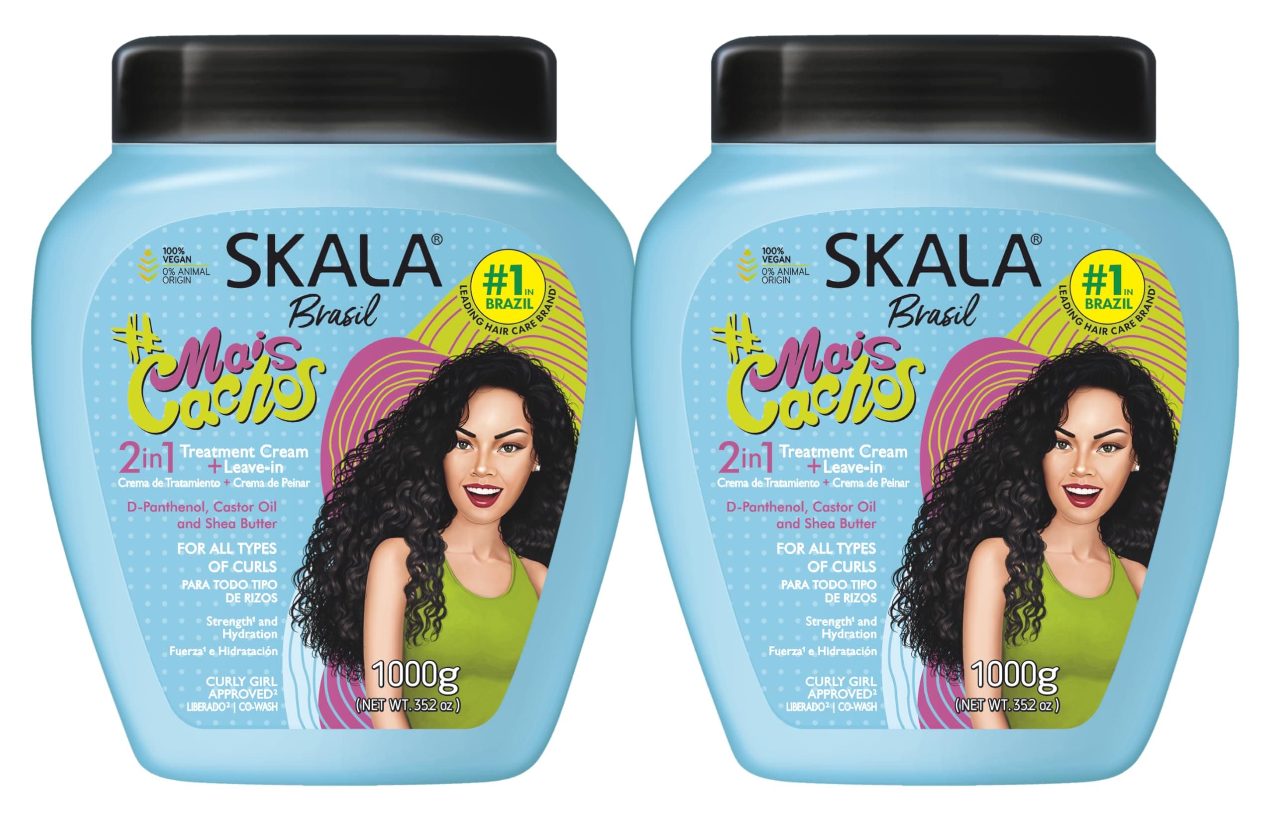 2 Pack Mais Cachos Hydrates Curls, Eliminates Frizz, For Curly Hair - 2 IN 1 Conditioning Treatment Cream and Cream To Comb 35.2oz New
