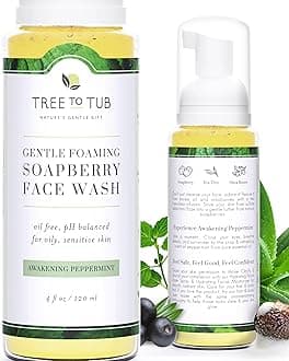 Sensitive Skin Face Wash for Oily or Combination Skin - Gentle Tea Tree Face Cleanser for Women & Men, Oil Free Daily Foaming Facial Cleanser w/Organic Aloe Vera, All Natural Peppermint
