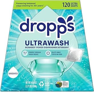 UltraWash Dishwasher Detergent Pods, Unscented (120 Ct) - Free & Clear | Cuts Grease & Stuck-On Food | Sparkling Dishes & Glasses | Residue-Free | Clean Ingredients | Plastic Free Packaging