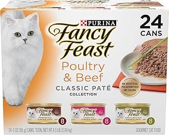 Poultry and Beef Feast Classic Pate Collection Grain Free Wet Cat Food Variety Pack - (Pack of 24) 3 oz. Cans