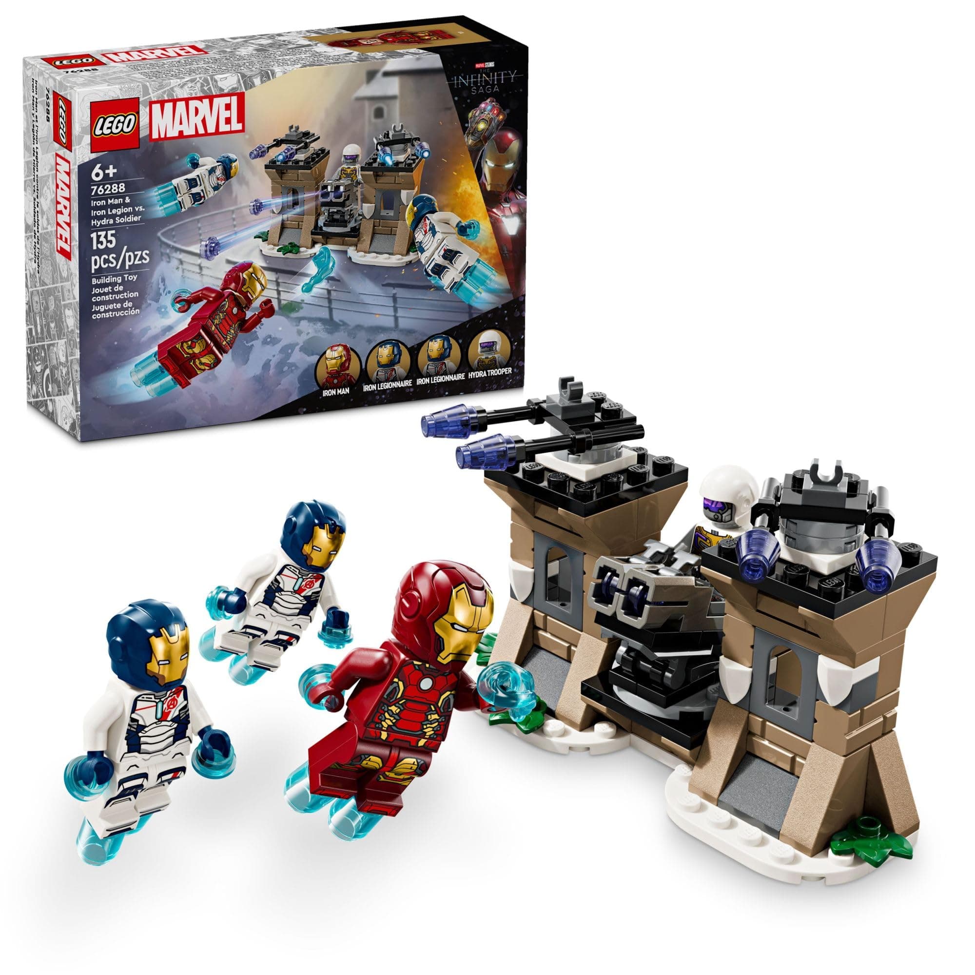 Marvel Iron Man & Iron Legion vs. Hydra Soldier Building Set, Avengers Toy for Creative Kids & Super Hero Fans, Marvel Gift for Boys & Girls Ages 6 and Up, Iron Man Toy with 4 Minifigures, 76288
