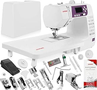 Janome 3160QDC-G Computerized Quilting and Sewing Machine Bundle - Includes Bonus Quilt Kit (Even Feed Foot, Open Toe Darning Foot, 1/4" Seam Foot and More) + 10-Pack Genuine Janome Bobbins