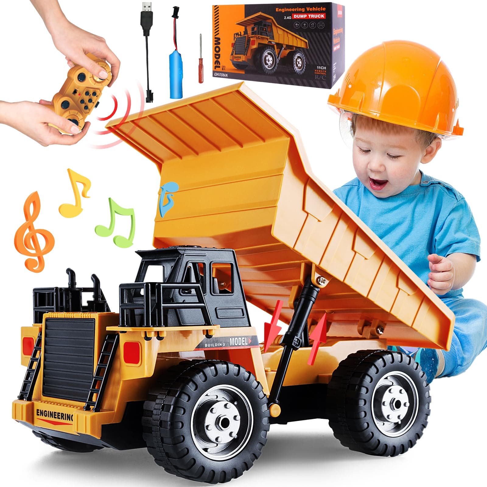 RC Dump Vehicle Toy for Kids - Remote Control Car for 6+ Year Old Boys & Girls, Beginner Car Tractor Vehicle, Rechargeable Self-Discharging Truck
