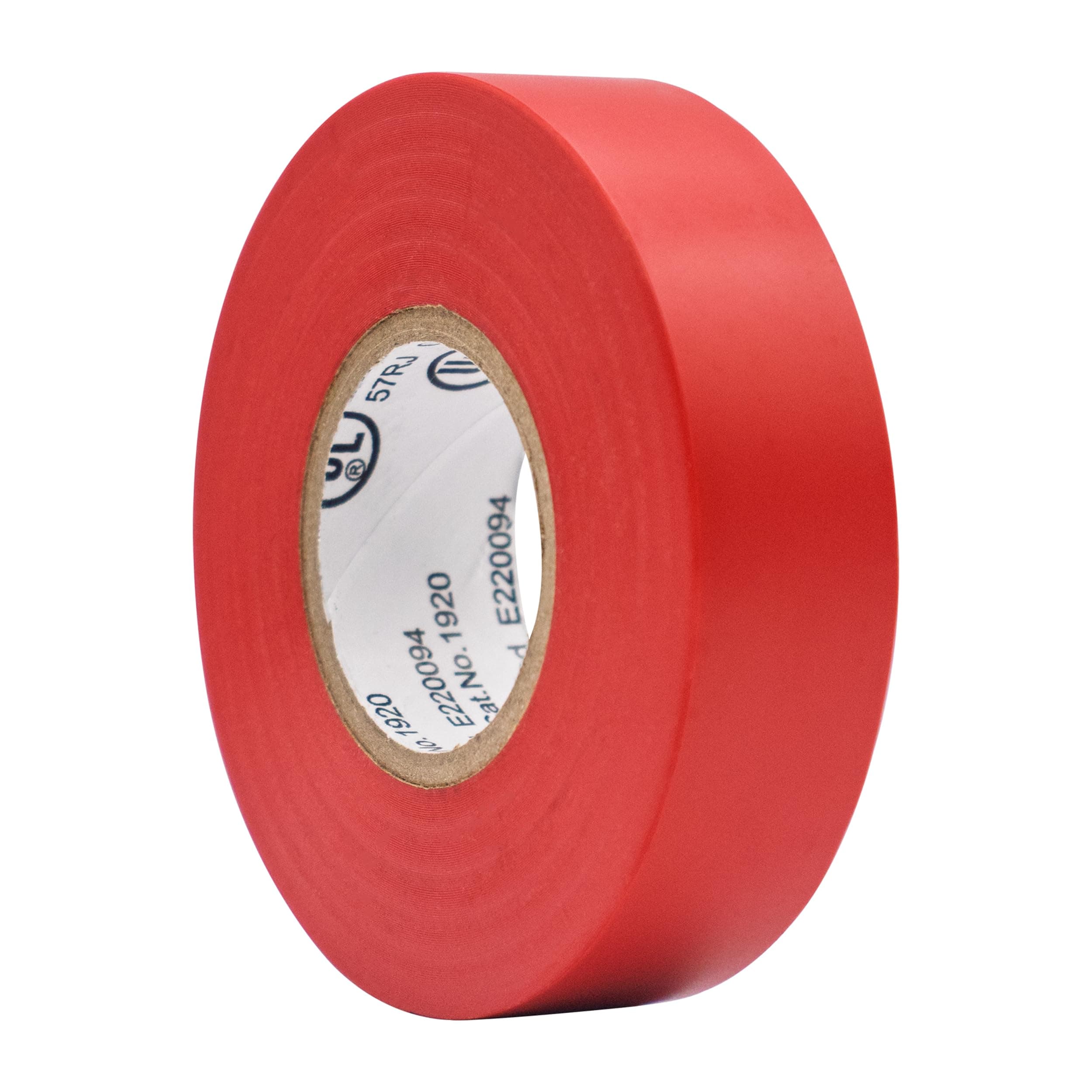 TradeGear Colored Electrical Tape - PVC General Purpose - Waterproof, Flame Retardant, Rubber Based Adhesive, UL Listed - Rated for Max. 600V and 80oC Use – 60’ x 3/4" x 0.07" (1 Pk Red)