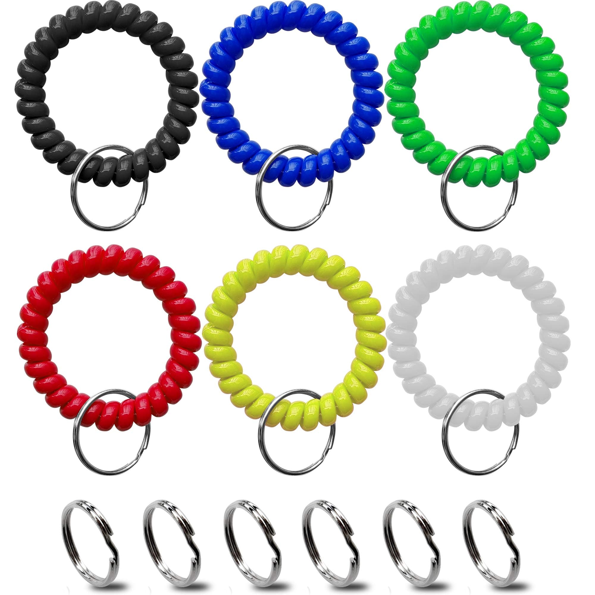HoAoOo Wrist Keychain - Spring Spiral Stretch Coil Wristband Key Ring Key Chain, for Gym, Pool, ID Badge,Keys