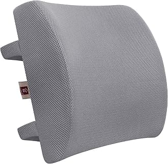 Lumbar Pillow for Chair and Car, Back Support for Office, Memory Foam Cushion with Mesh Cover - Gray