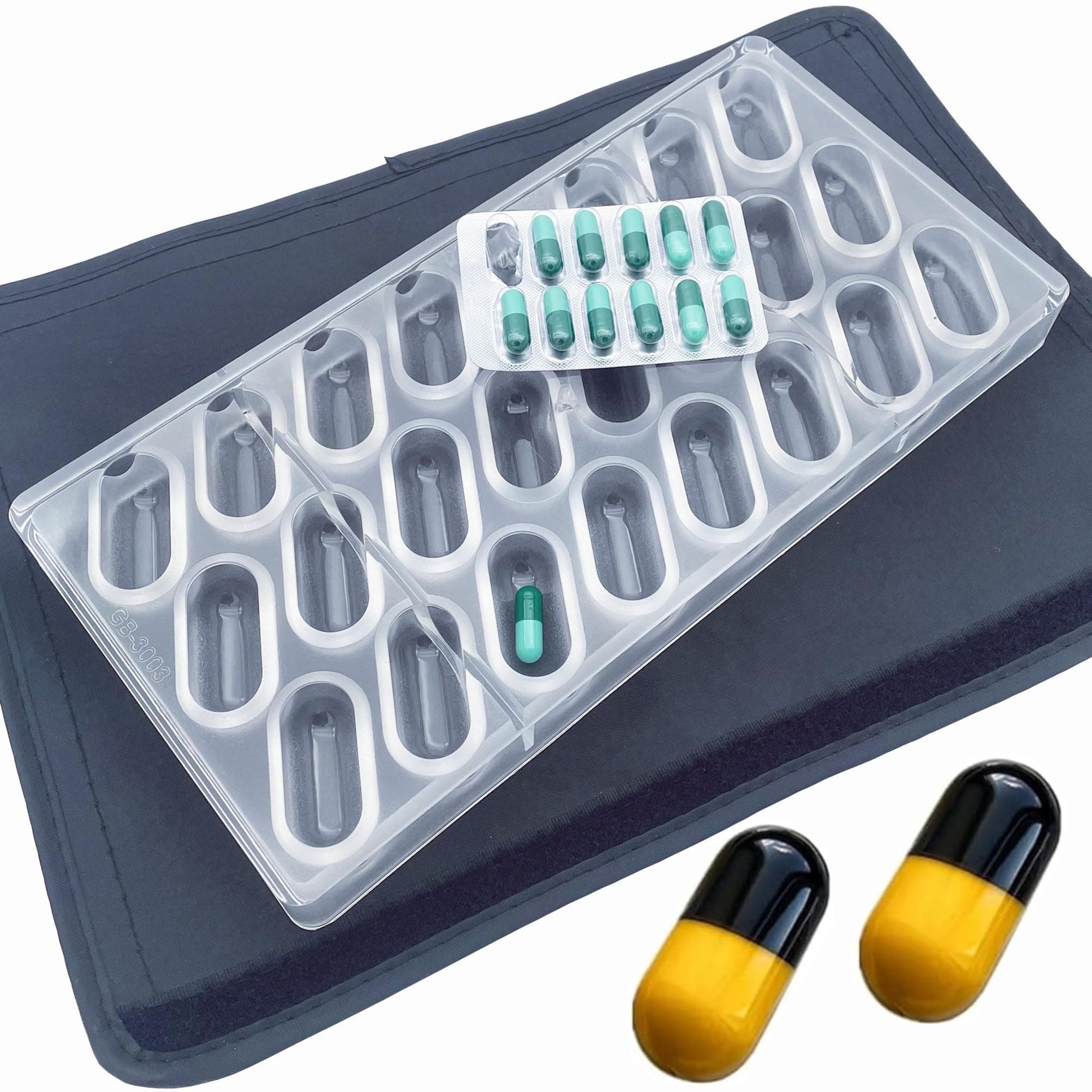 Goldbaking 24 Cups Capsule Shape Oval Chocolate Mold Polycarbonate Bonbon Chocolate DIY Mould Truffle Candy Making Tool Tray