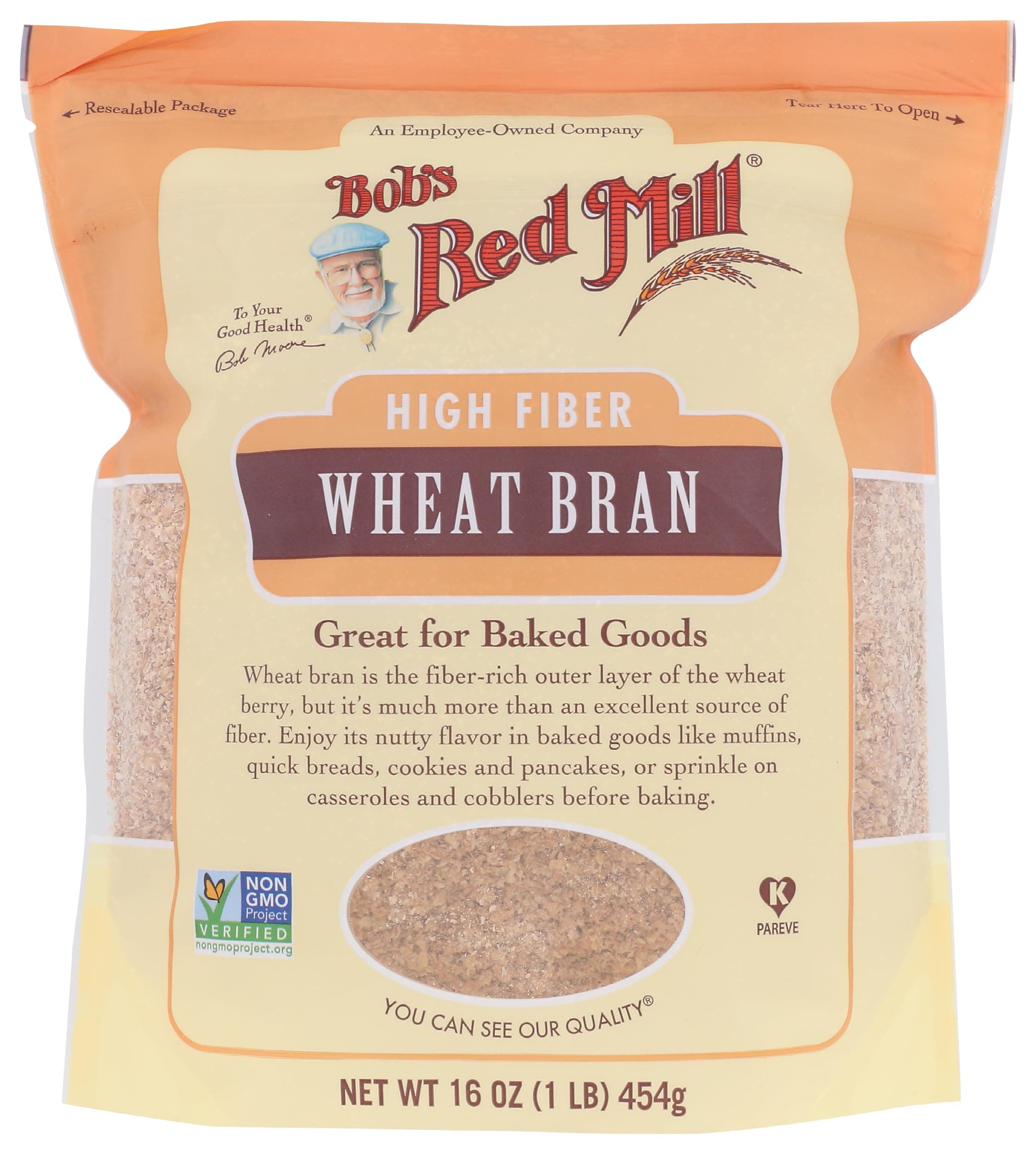 Wheat Bran, 16oz (Pack of 1) - Non GMO, Vegan, Kosher