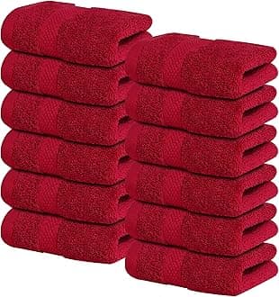 Luxury Wash Cloths for Showering [13x13] – 100% Cotton Washcloths [Pack of 12], Soft and Absorbent Face Towels for Bathroom Wash Clothes, Gym, and Spa (Burgundy)