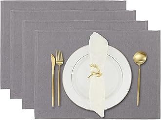 RAJRANG Frost Gray Cotton Placemats Set of 4 | Reversible Cloth Table Mats 13x19 Inches for Dining Table and Kitchen Decor
