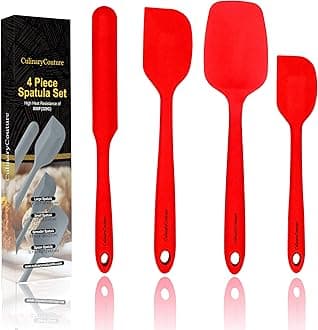 Small Silicone Spatula Set, Silicone Heat Resistant Spatula for Cooking, Small Rubber Spatula Set for Nonstick Cookware, Cake Baking Spatula Set With Recipe E-book, Set of 4, Red