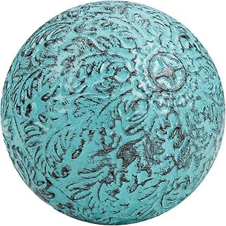 Everydecor Metal Decorative Sphere for Home Decor - Decorative Balls for Shelves, Centerpiece Bowls, Bookshelf - Decoration Orbs Accents for Living Room, Bedroom - Vintage Blue Shelf Spheres