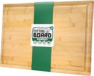 Freshware 20 Inch 2XL Bamboo Cutting Boards for Kitchen, Stove Top Butcher Block, Extra Large Wooden Carving Board for Meat, Veggies, Charcuterie Board with Deep Juice Grooves (2XL, 20x14")