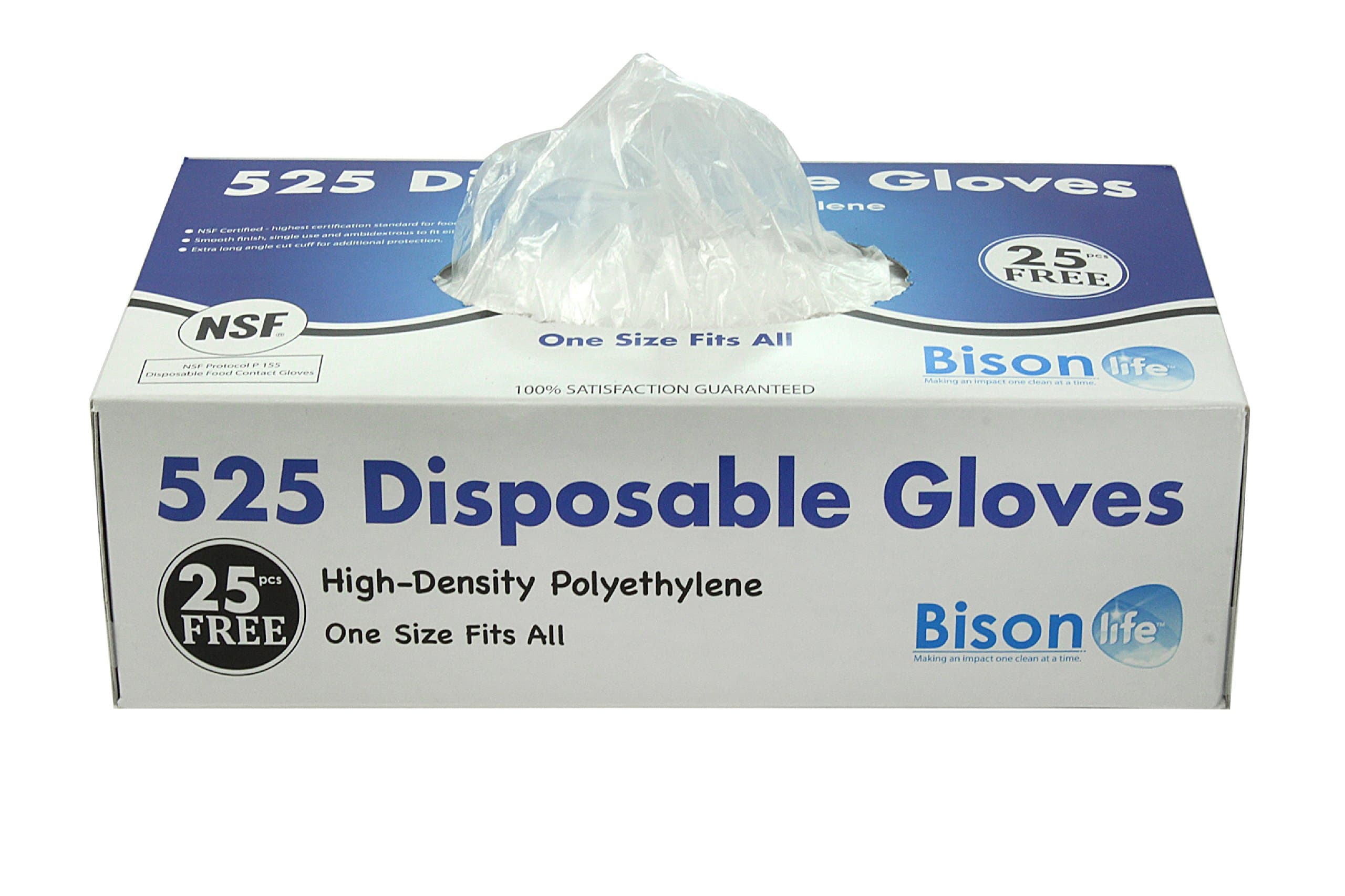 Disposable Food Handling Long Cuff Poly Gloves - One Size Fits Most (525/box)