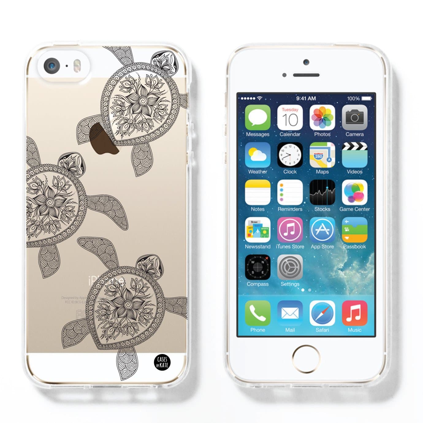 Henna Turtles Transparent Clear TPU Plastic Case for iPhones 6/6s