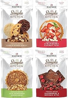 READYWISE - Simple Kitchen, Sweet Treats Variety Pack, 8 Servings, Pack of 4, Fruit Snacks, Healthy, Organic, Chips, Gluten Free Options, Camping, Hiking Snacks, Backpacking Food, Resealable Pouch