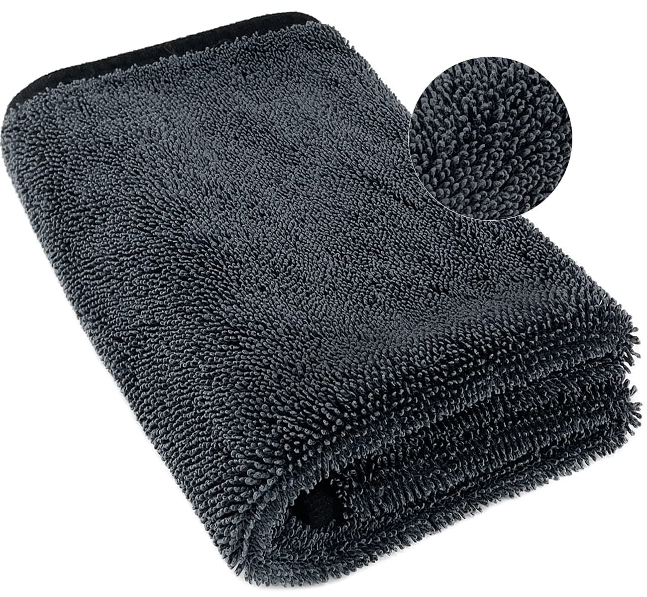 Airlab Microfibre Cloth Extra Large and Thick XXL 90x60cm, Car Car Drying Towel 650GSM, Super Absorbent Cleaning Cloth for Automotive Detailing, Polishing, Washing, Black 24" x 35"