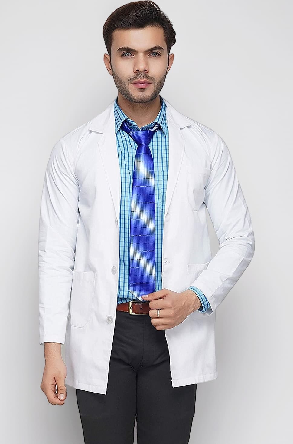 Apron Lab Coat Wrinkle Resistant Poly Cotton Unisex Full Sleeves