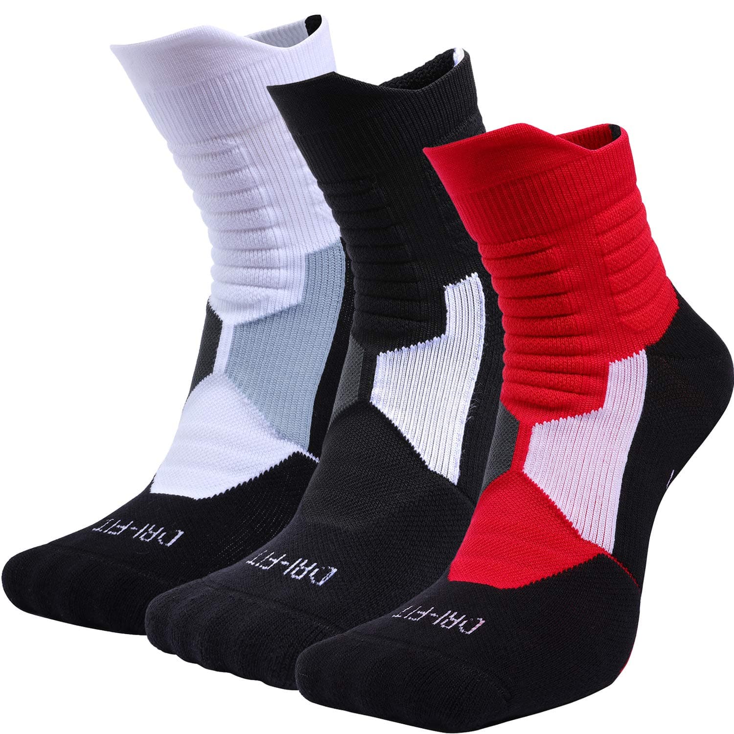 3 Pairs Thick Protective Athletic Cushion Quarter Socks Performance Basketball Compression Sport Ankle Socks