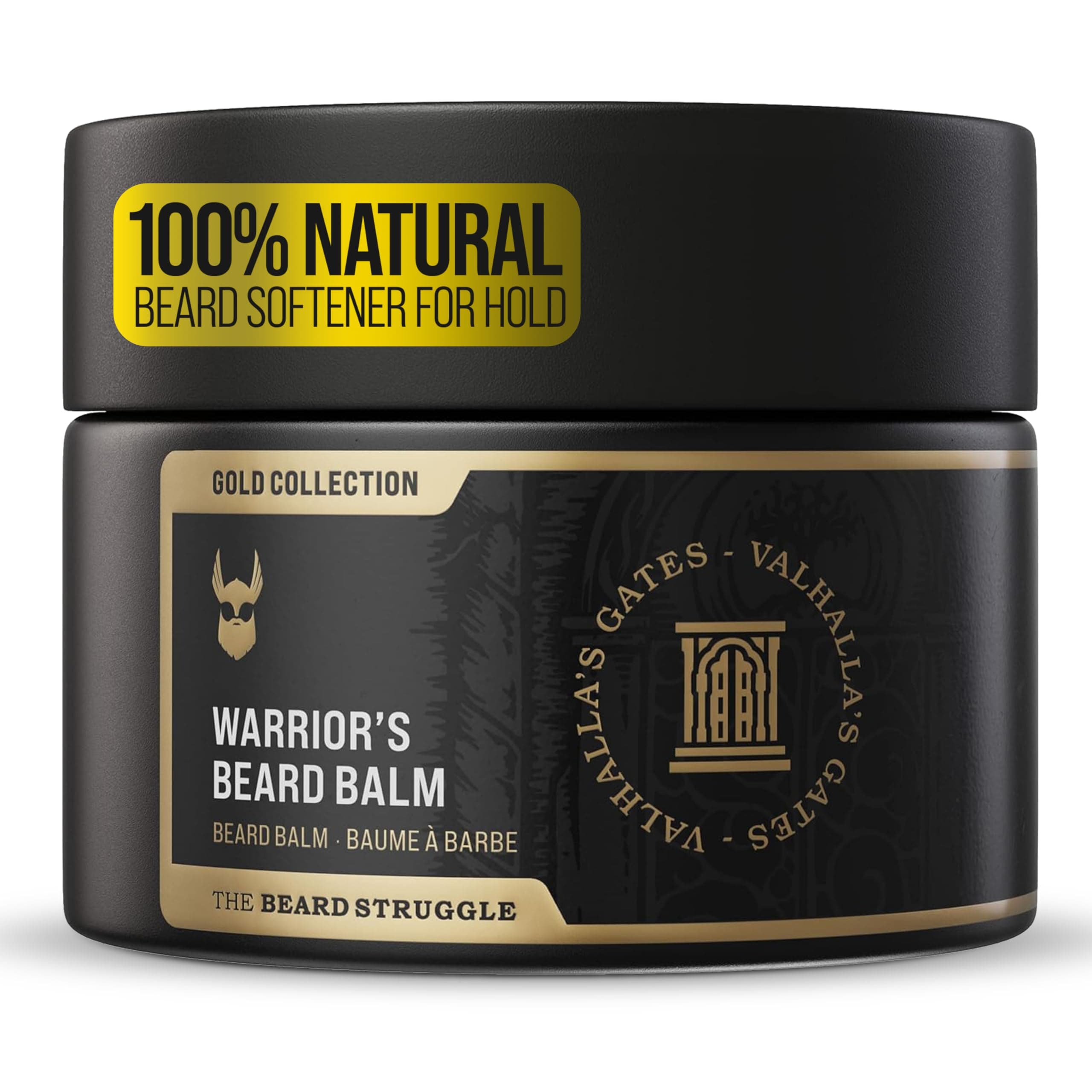 - The Beard Struggle Warrior’s Beard Balm - Gold Collection, Valhalla's Gates - Non-Greasy Low-Hold Formula, Luxurious Cologne-Grade Fragrances 100% Natural and Plant-Based Ingredients - 50g