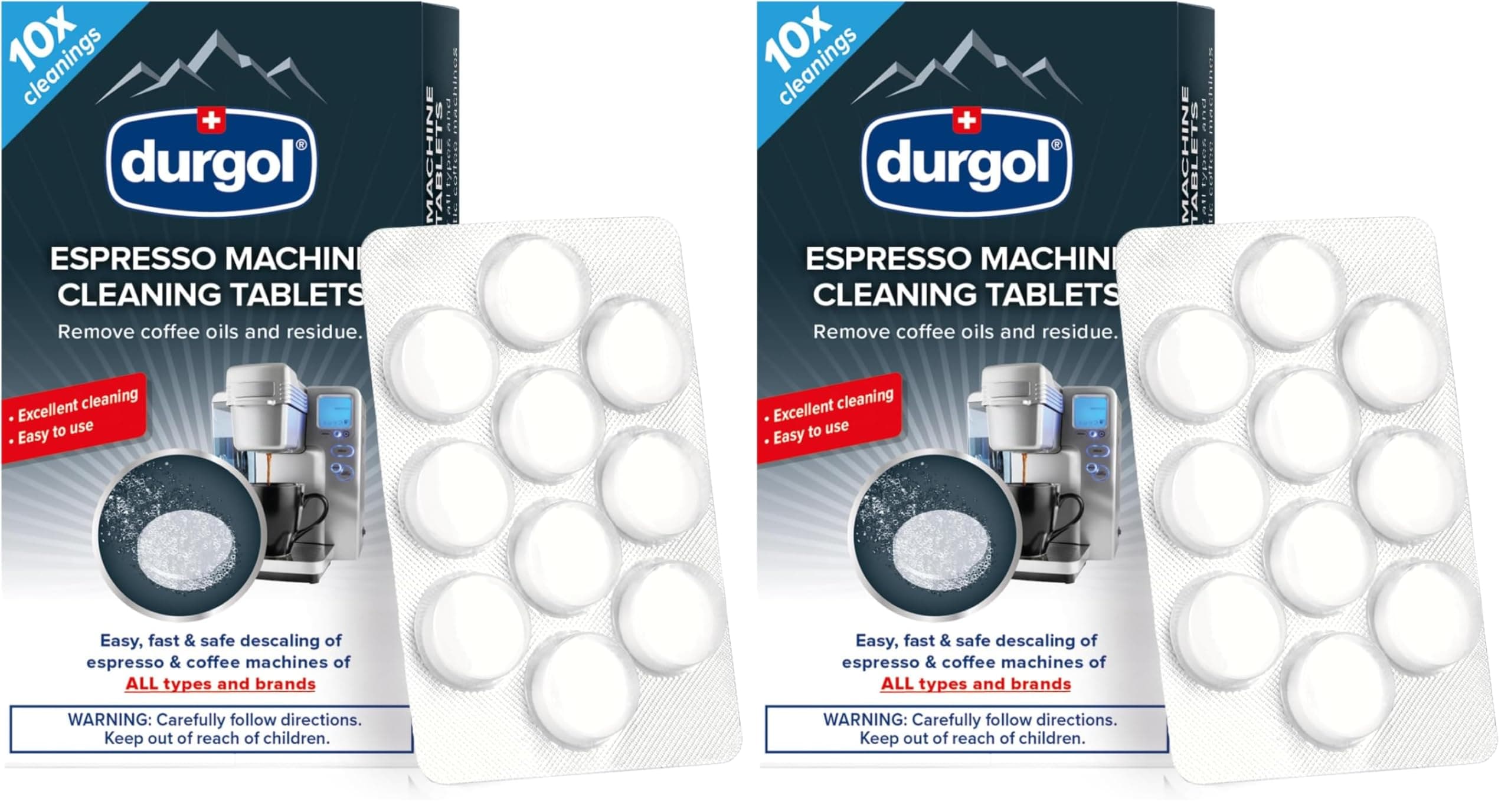 Durgol Espresso Machine and Coffee Maker Cleaning Tablets, 10 count (Pack of 2)