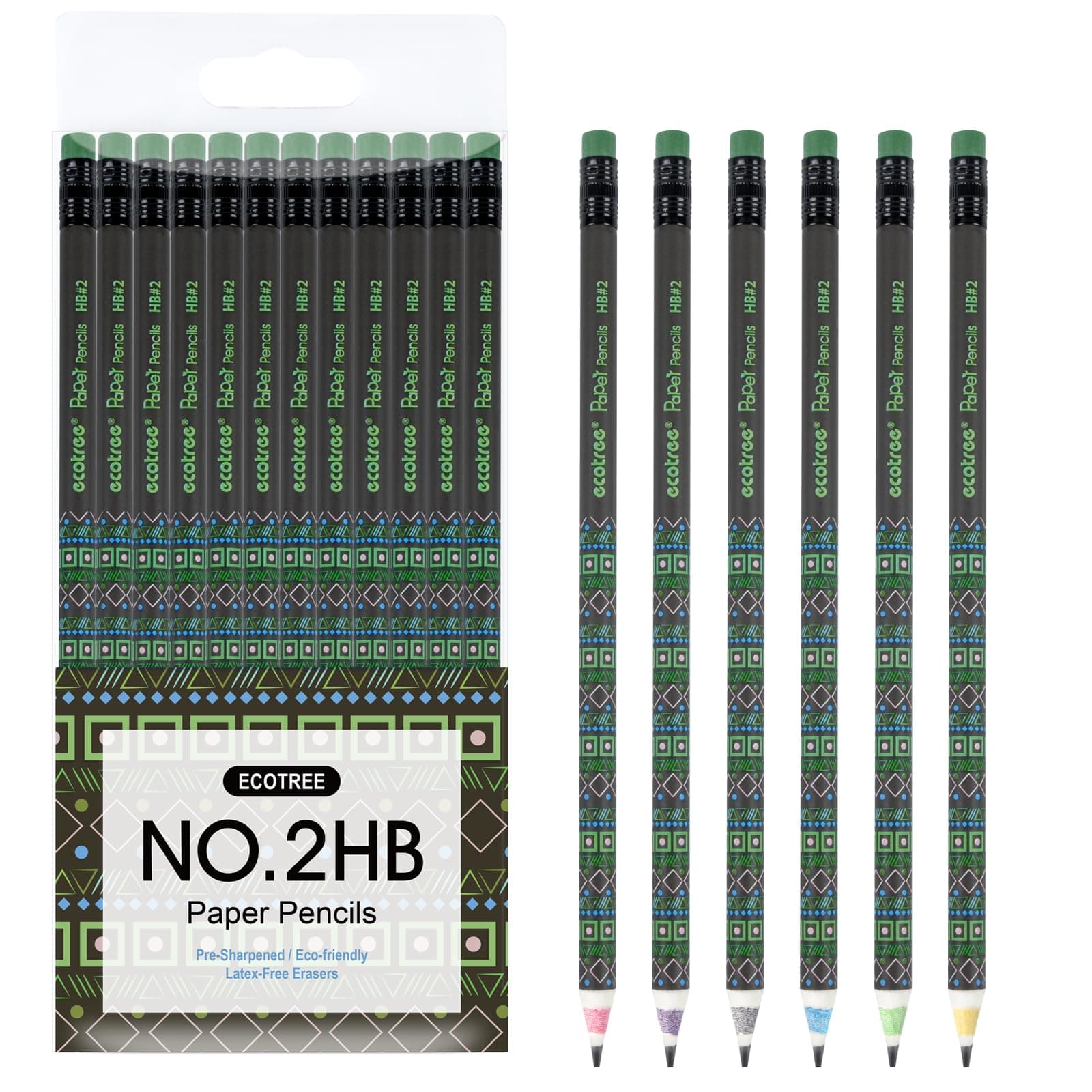 ECOTREE Sharpened Pencils #2 Cute Pencils for Kids Number 2 Pencils for School Supplies, Back to School, 12 Count