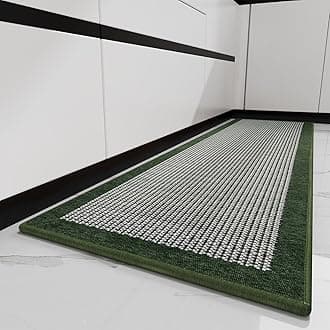PADOOR Kitchen Mats for Floor, Kitchen Rugs Non Slip Washable, Rubber Backed Kitchen Runner Super Absorbent Kitchen Floor Mat Sink Rug, 20"x47" Green