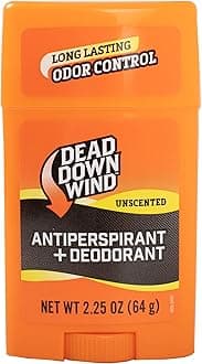 Dead Down Wind Men’s Antiperspirant Deodorant Stick | 2.25 Ounce | Unscented, Long Lasting, Chemical & Organic Odor Eliminator, Safe for Sensitive Skin | Hunting Accessories Orange 1230N