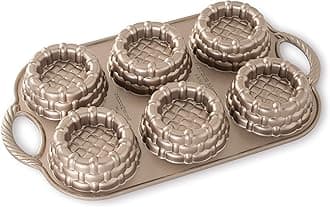 Nordic Ware 54349AMZ Shortcake Baskets Cast Aluminum Cakelet, Six 1/2 Cup, Toffee