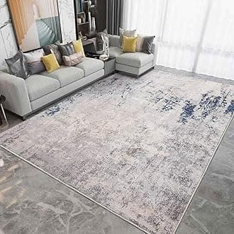 Fenisonavy Rugs Living Room Grey Area Rugs for Bedroom Modern Abstract Rug Large Short Pile Rugs Carpet Non-Slip Soft Living Room Rugs Room Decor (160 x 230 cm, Dark Blue/Grey/Beige)