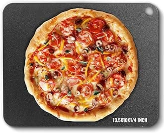 VEVOR Pizza Steel, 13.5" x 10" x 1/4" Pizza Steel Plate for Oven, Pre-Seasoned Carbon Steel Pizza Baking Stone with 20X Higher Conductivity, Heavy Duty Pizza Pan for Outdoor Grill, Indoor Oven