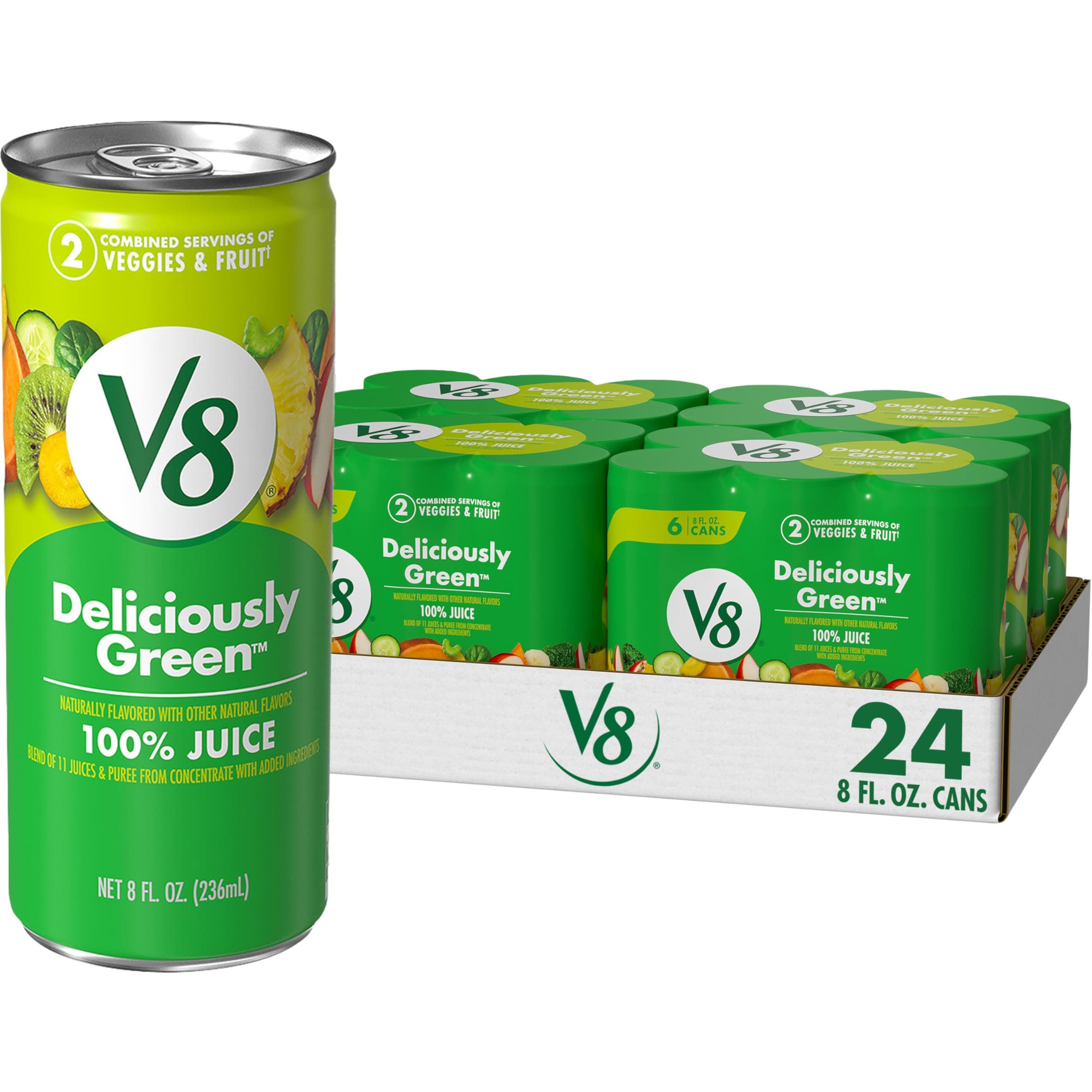 Deliciously Green 100% Fruit and Vegetable Juice, 8 fl oz Can (24 Pack)