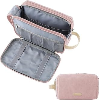 Toiletry Bag for Women, Cosmetic Makeup Bag Organizer, Travel Bag for Toiletries, Dopp Kit Water-resistant Shaving Bag for Accessories, Pink-Medium