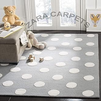 ZARACARPETS Solid Plain Exported Quality Hand Made Carpets and Rugs Size 4 Feet by 6 Feet (4x6 feet) Dotted Grey