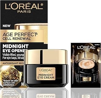 L'Oreal Paris Age Perfect Cell Renewal Midnight Eye Cream, Antioxidant-Rich Under Eye Cream to Treat 8 Signs of Aging, Includes Night Cream Sample