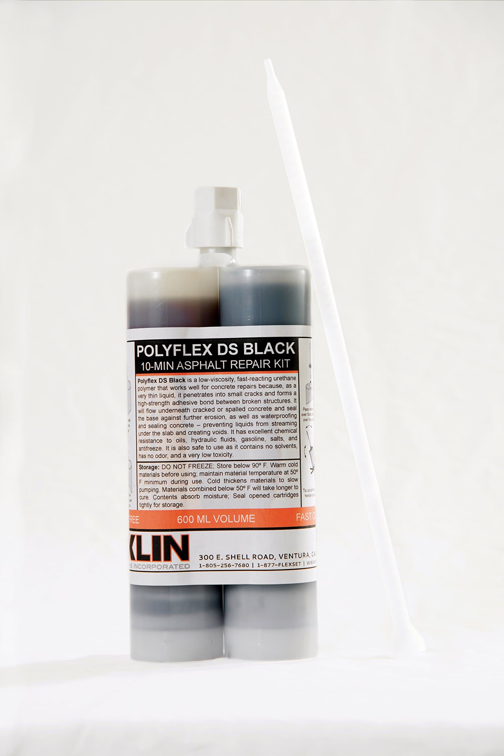 Roklin Systems, Inc. - PolyFlex DS Concrete Crack Filler, Quick-Drying Asphalt Crack Sealer, Floor/Wall Repair Patch Kit Essential, 21 Ounces, Black