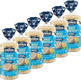 Lundberg Family Farms Organic Brown Rice Cakes, Lightly Salted, 8.5 Ounce (Pack of 6)