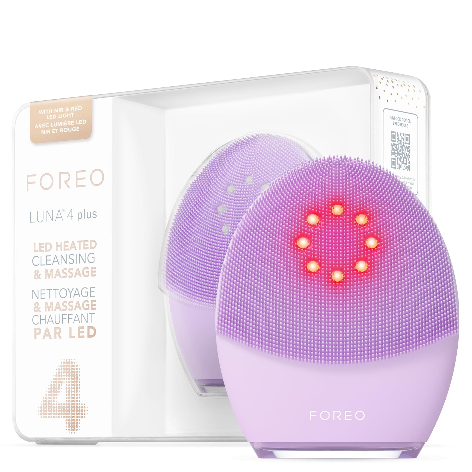 FOREO LUNA 4 plus Facial Cleansing Brush - NIR + LED Red LED Mask - Deep Cleansing & Firming Silicone Brush - Antiaging Face Massager - Microcurrent Face Sculptor - Face Care Sensitive skin
