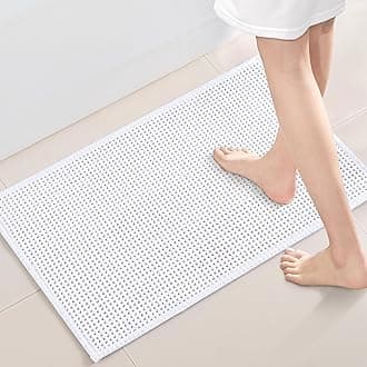 Washable Bathroom Rugs: 36x24 White Bath Mat – Non Slip Chenille Bathmat for Bathroom Floor & Shower