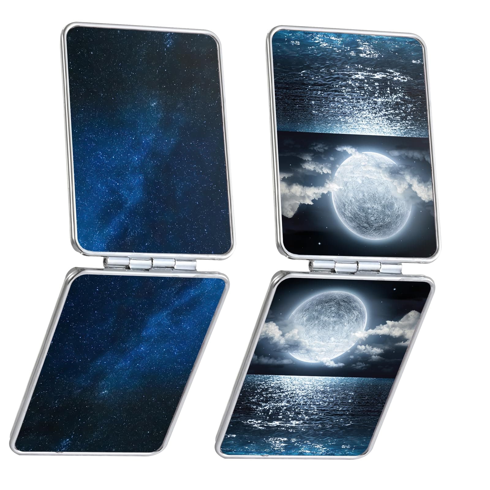Pocket Mirror, Small Travel Mirror with Magnification, Portable Double-Sided Magnifying Cosmetic Mirror for Daily (Starry Sky Series)