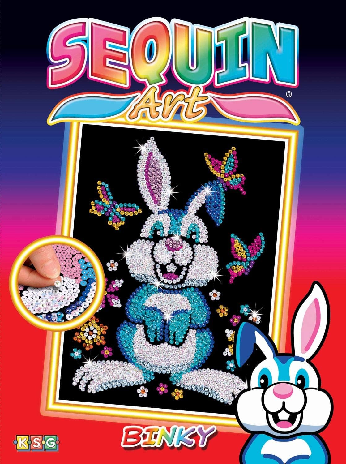 Mammut 8011603 Sequin Art Sequin Picture Bunny, Rabbit, Plug-In Picture, Complete Set with Polystyrene Frame, Picture Template, Sequins, Pins and Instructions, Craft Set for Children from 6 Years