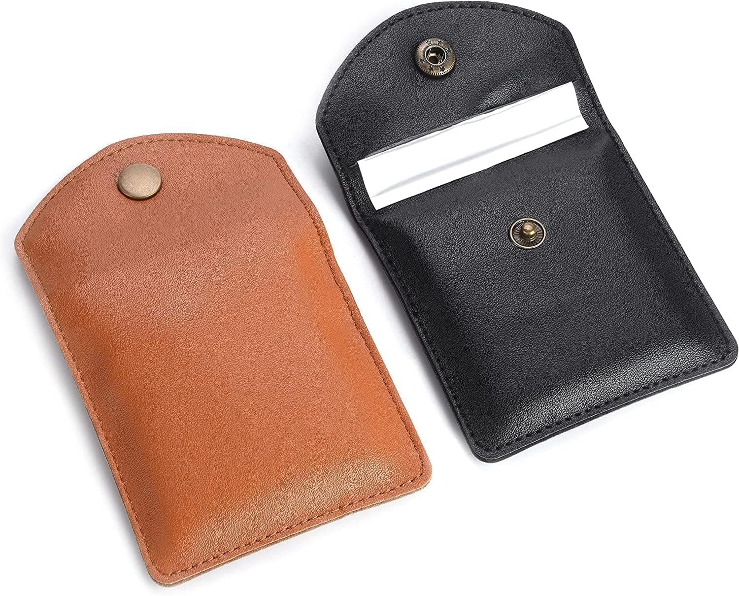 BMTick Brown & Black Leather Ashtray Pocket Pouch - Compact Odour Free and Fire Resistant Portable and Discrete Ashtray - Home Decor & Accents (2 Pack)